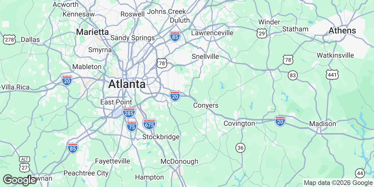 Service area map — east metro Atlanta